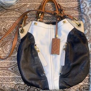 orYANY Black and White Leather Shoulder Bag